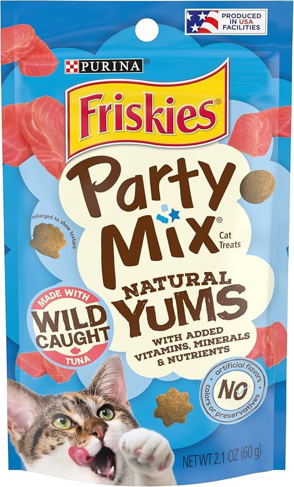 Bag of Friskies Party Mix Natural Yums cat treats