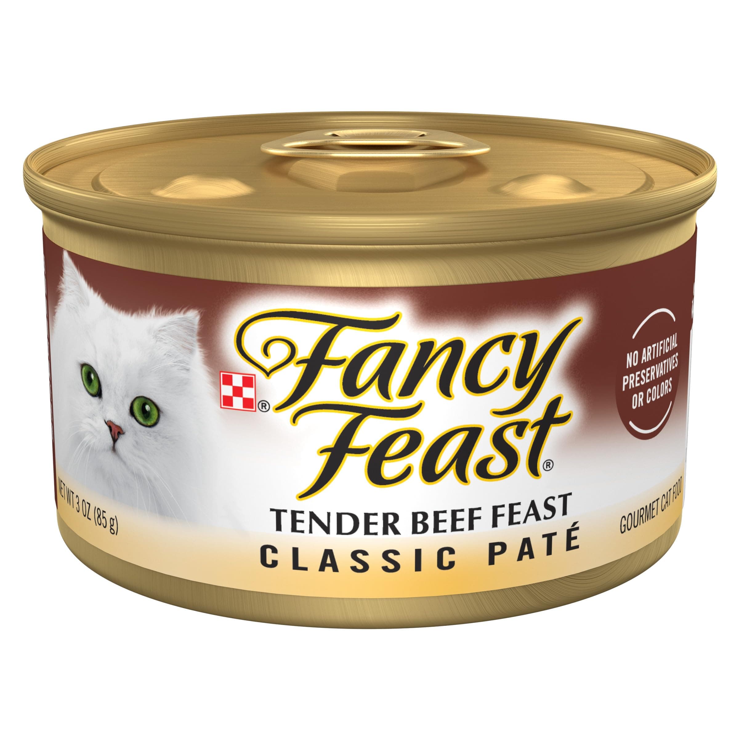 Can of Fancy Feast Tender Beef Feast Classic Pate wet cat food